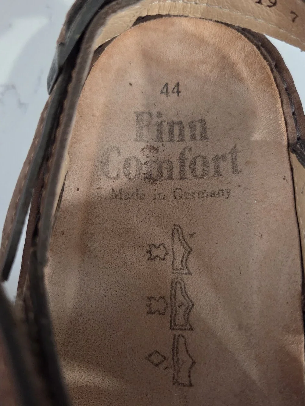 Finn Comfort Leather Comfort Sandals Brown Hook Loop Slingback Germany EU 44
